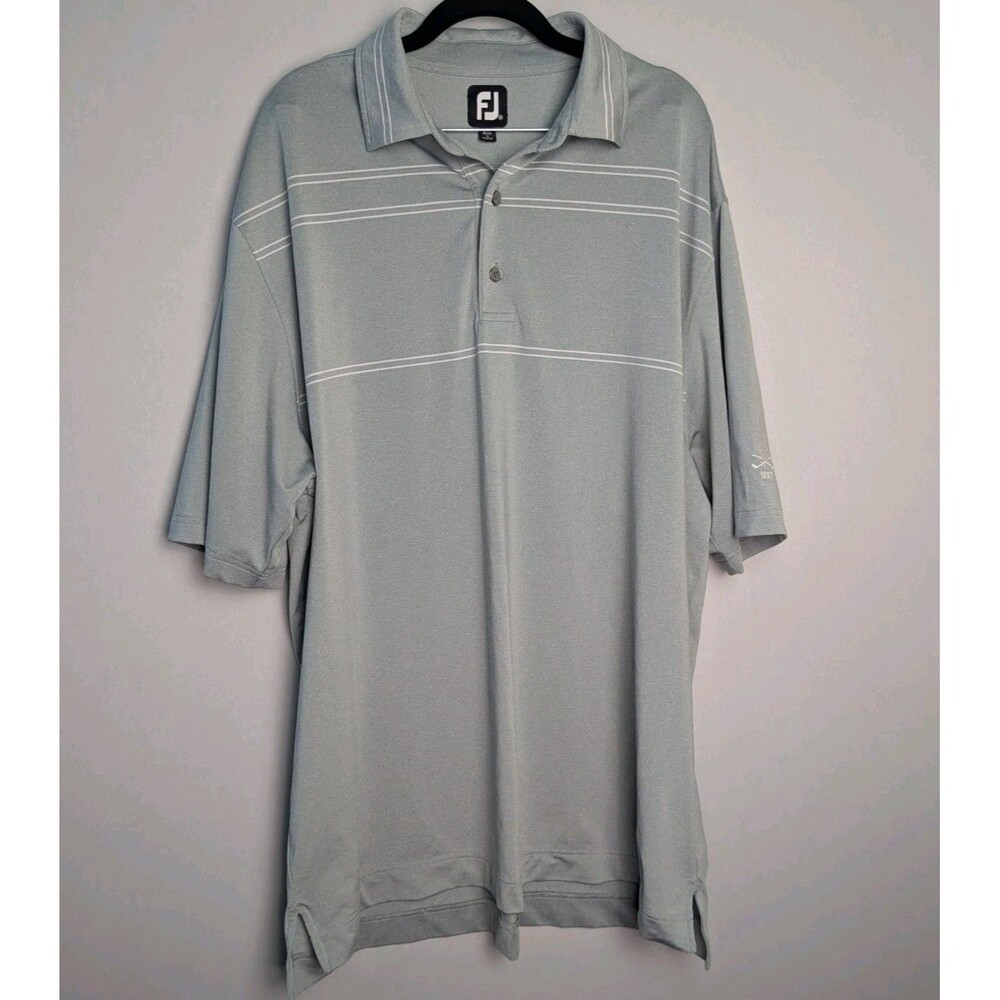FOOTJOY Gray Golf Polo Shirt Mens XXL Summer Tennis Casual Outdoors FJ Stripes